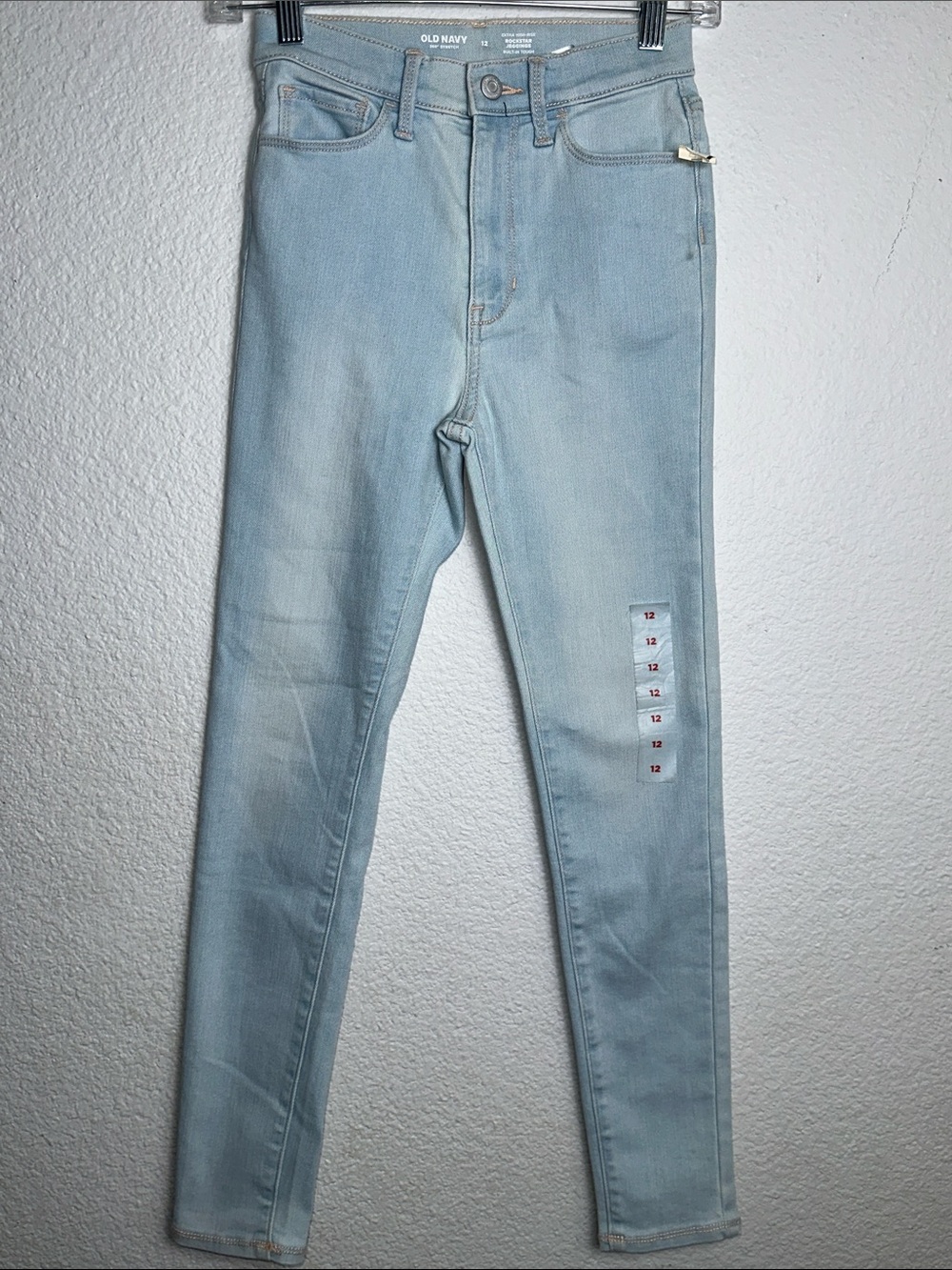 Old Navy Rockstar Jegging Jeans Extra High Rise Light Wash Skinny Girls 12